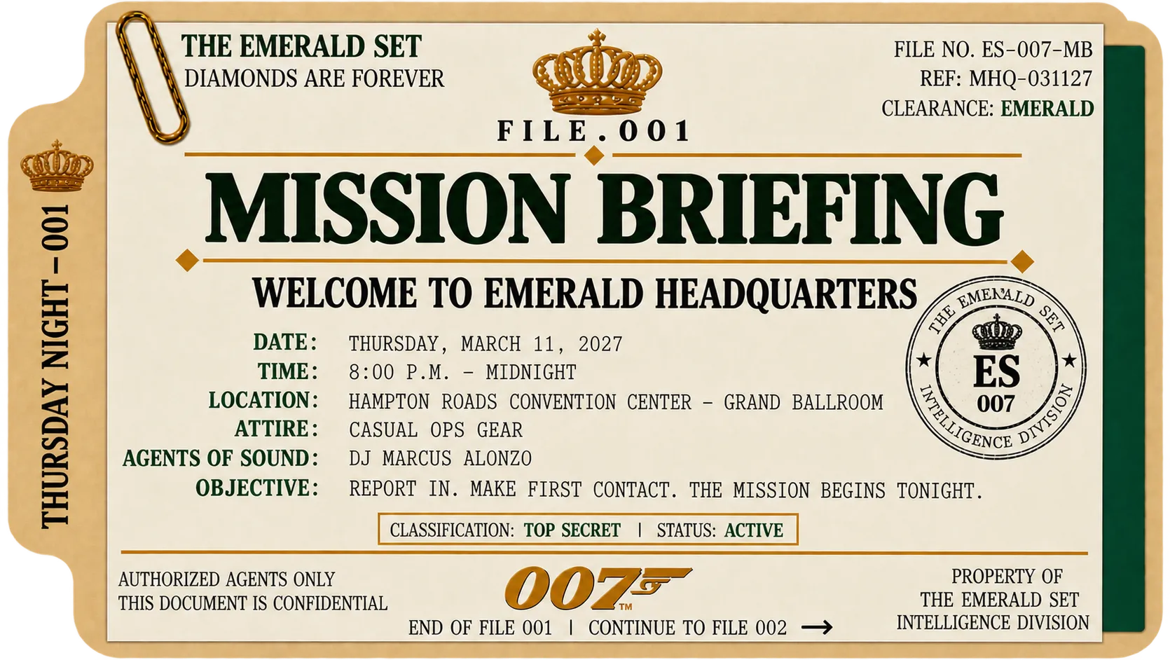 Full-size File 001 Mission Briefing dossier