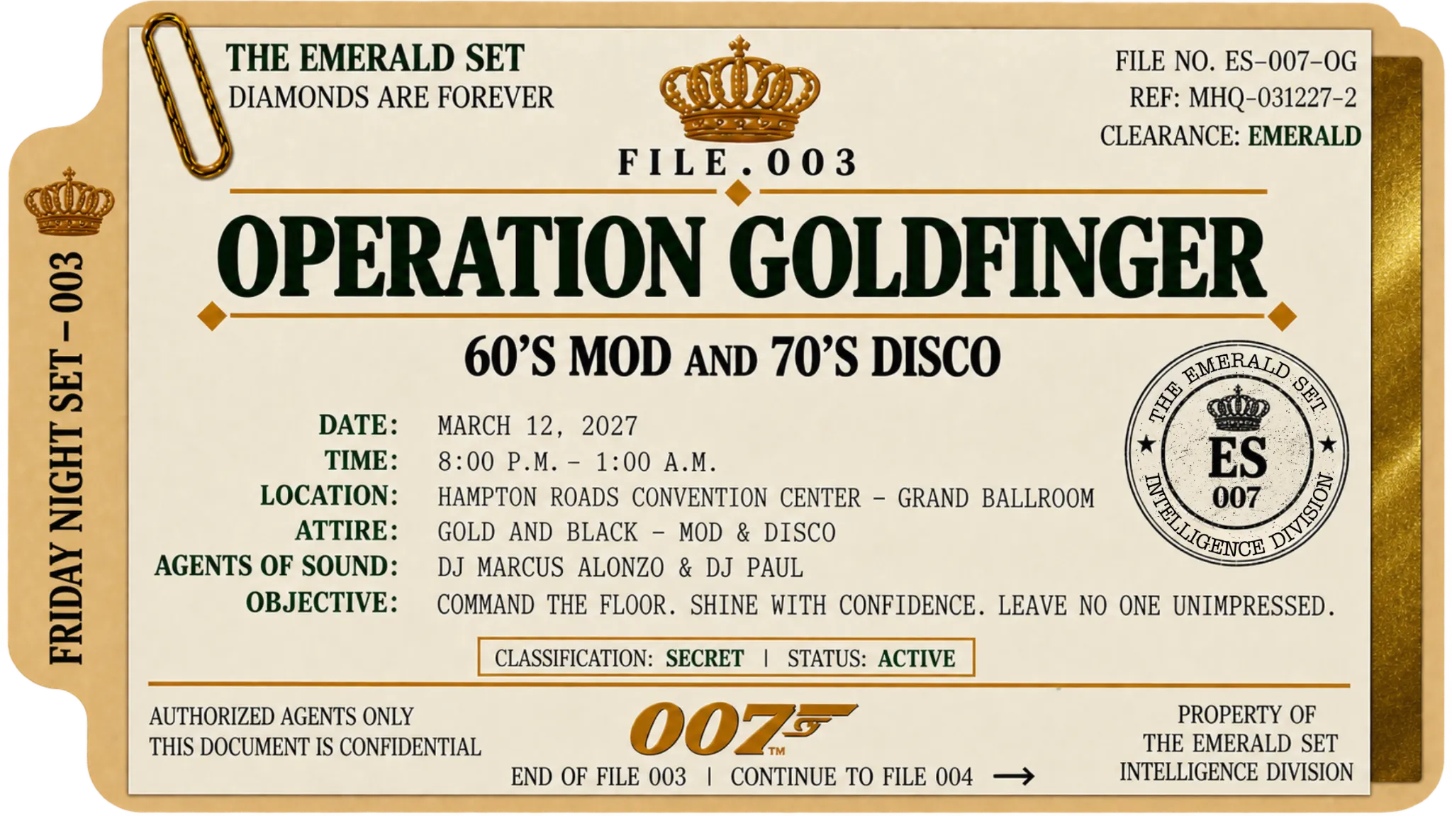 Full-size File 003 Operation Goldfinger dossier