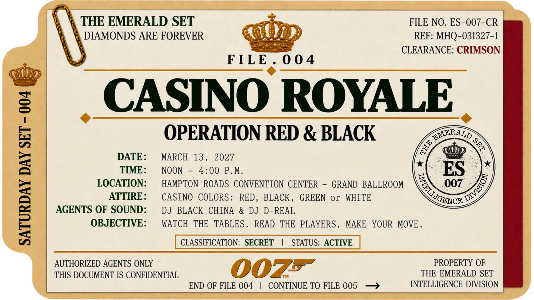 Full-size File 004 Casino Royale dossier